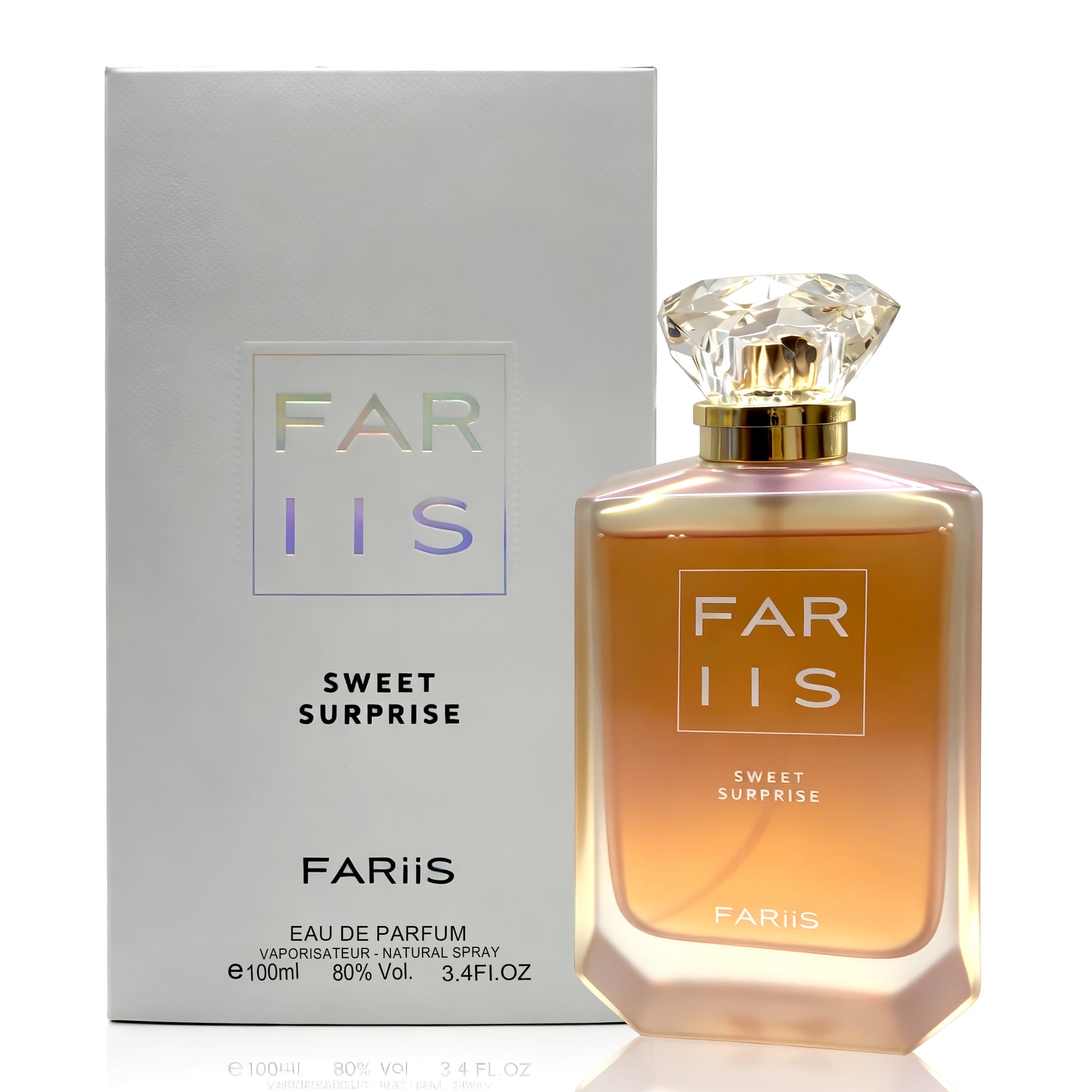 FAR IIS Sweet Surprise perfume bottle and packaging on a white background